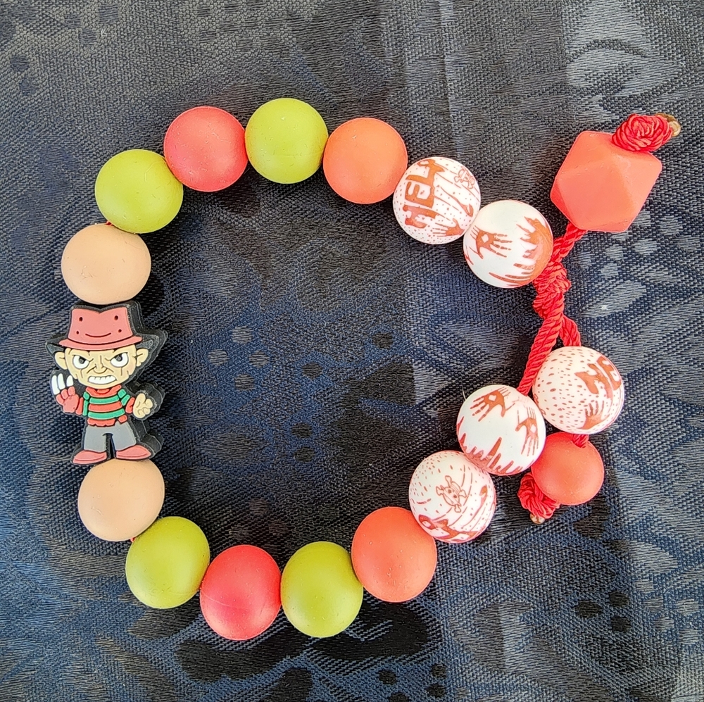 Horror Beaded Bracelet with Freddy Charm